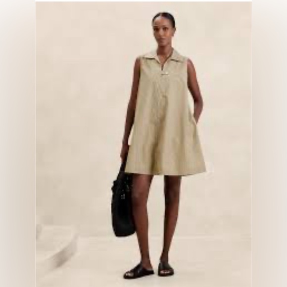 Banana Republic Dresses & Skirts - Banana Republic Sleeveless Poplin Mini Dress in Neutral Stripe